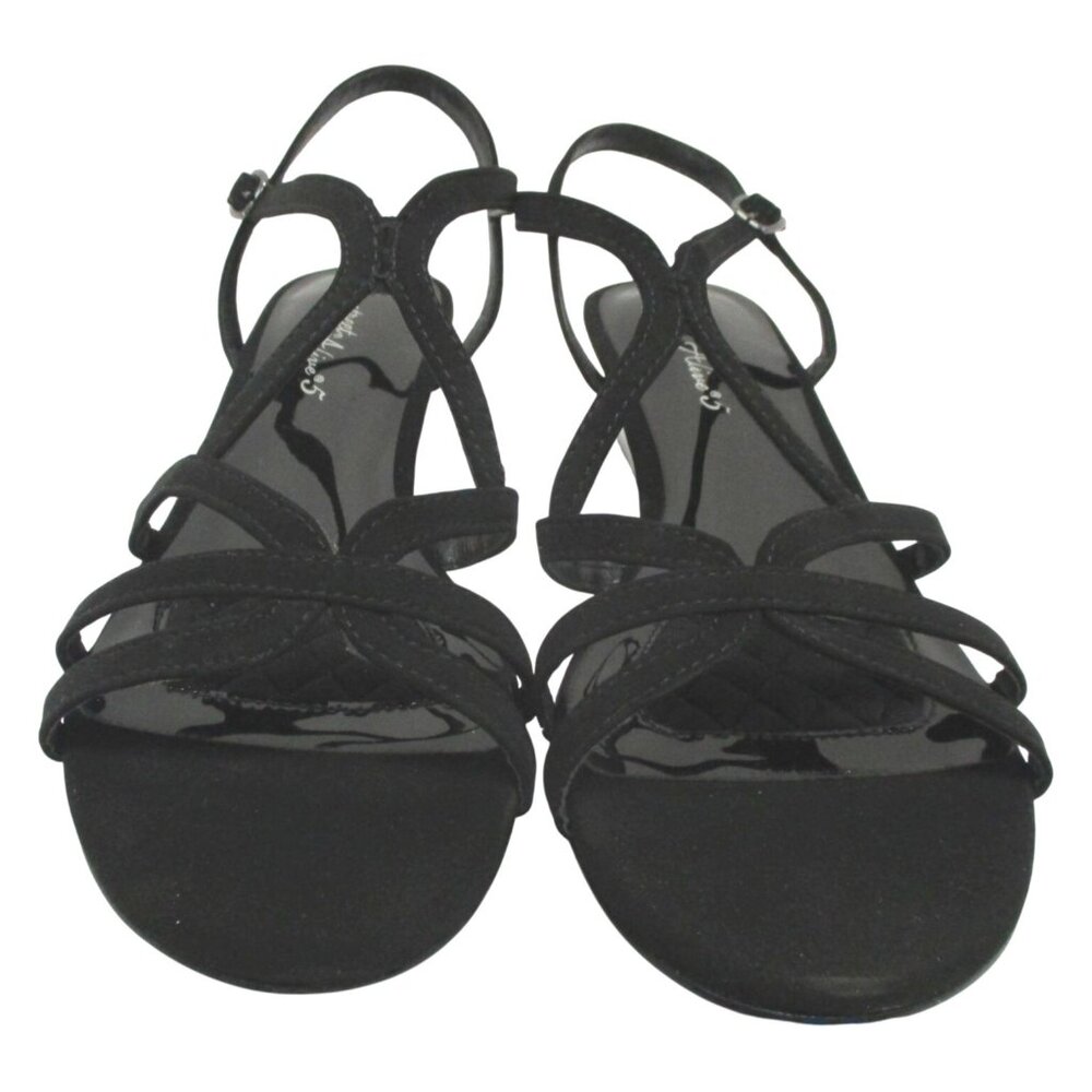 EASY STREET Alive 5 Women's Black Strappy Clear Wedge Heel Sandals 10WW NIB‎